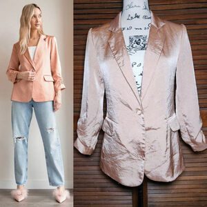 Lulus Serving Chic Mauve Pink Satin Blazer